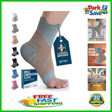 All-Day Pain Relief Copper Ankle Brace - Perfect for Active Men  Women - Gray