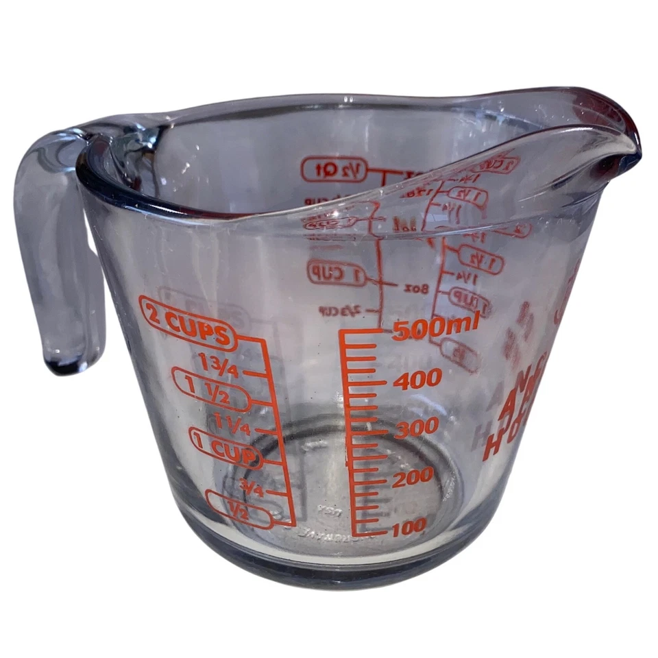 Anchor Hocking 2 Cup Glass Measuring Cup Red Graphics Kitchen Baking - Image 2 of 4