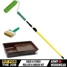 Paint Shed & Fence 7" Roller Tray Woodstain Varnish 4" Decking Brush & Ext Pole
