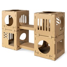 Modular Cardboard Cat House - DIY Corrugated Cardboard Configurable Play Towe...
