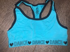 Justice sz 32 Dance Logo Dance Gymnastics sports bra tank top Black blue