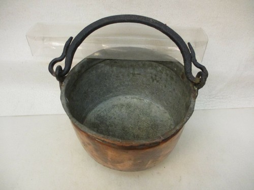 x-78937	Alte Antik Kupfer Kessel Randdurchmesser:ca. 215mm,H:ca.135mm - Bild 2 von 4