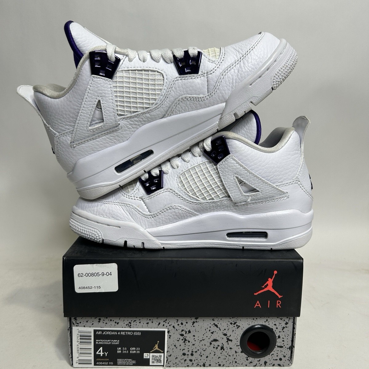 Nike Air Jordan 4 Retro GS “Purple Metallic” 2020 408452-115 4Y