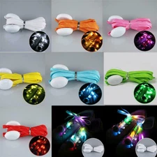 Fashionable LED Glowing Shoelaces RGB Night Light Up Flash Shoestring Club Nylon