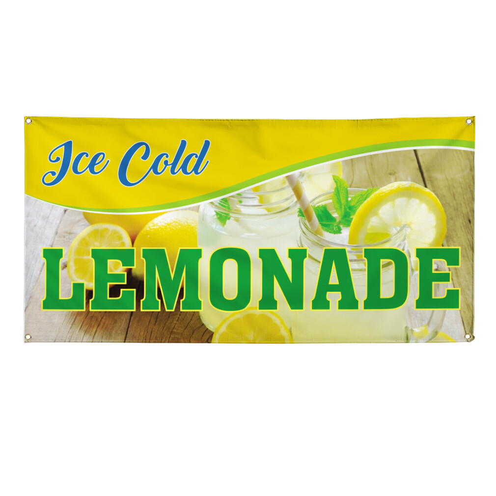 Vinyl Banner Multiple Sizes Ice Cold Lemonade Advertising Pr