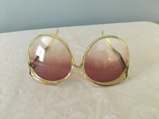 Vtg Large butterfly Mod Twiggy Yellow Translucant Foster Grant Sunglasses USA