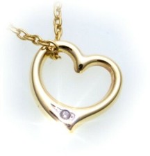 Pendentif Cœur Avec Diamant 0,005 Ct Poli 585 Or 14Kt Or Jaune Unisexe Brillant