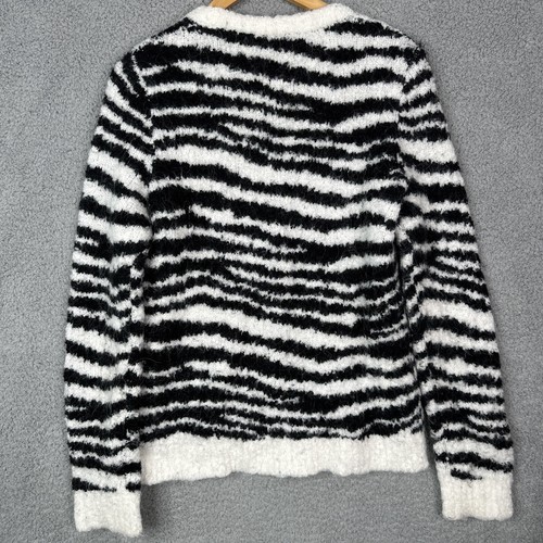J.Crew Sweater Womens S Zebra Stripe Bouclé Wool Alpaca Blend Pullover Cozy Soft - Picture 5 of 8