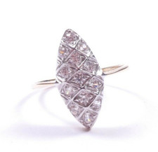 Art Deco Design Ring 9ct Yellow Gold & CZ  9 Carat 2.2g 