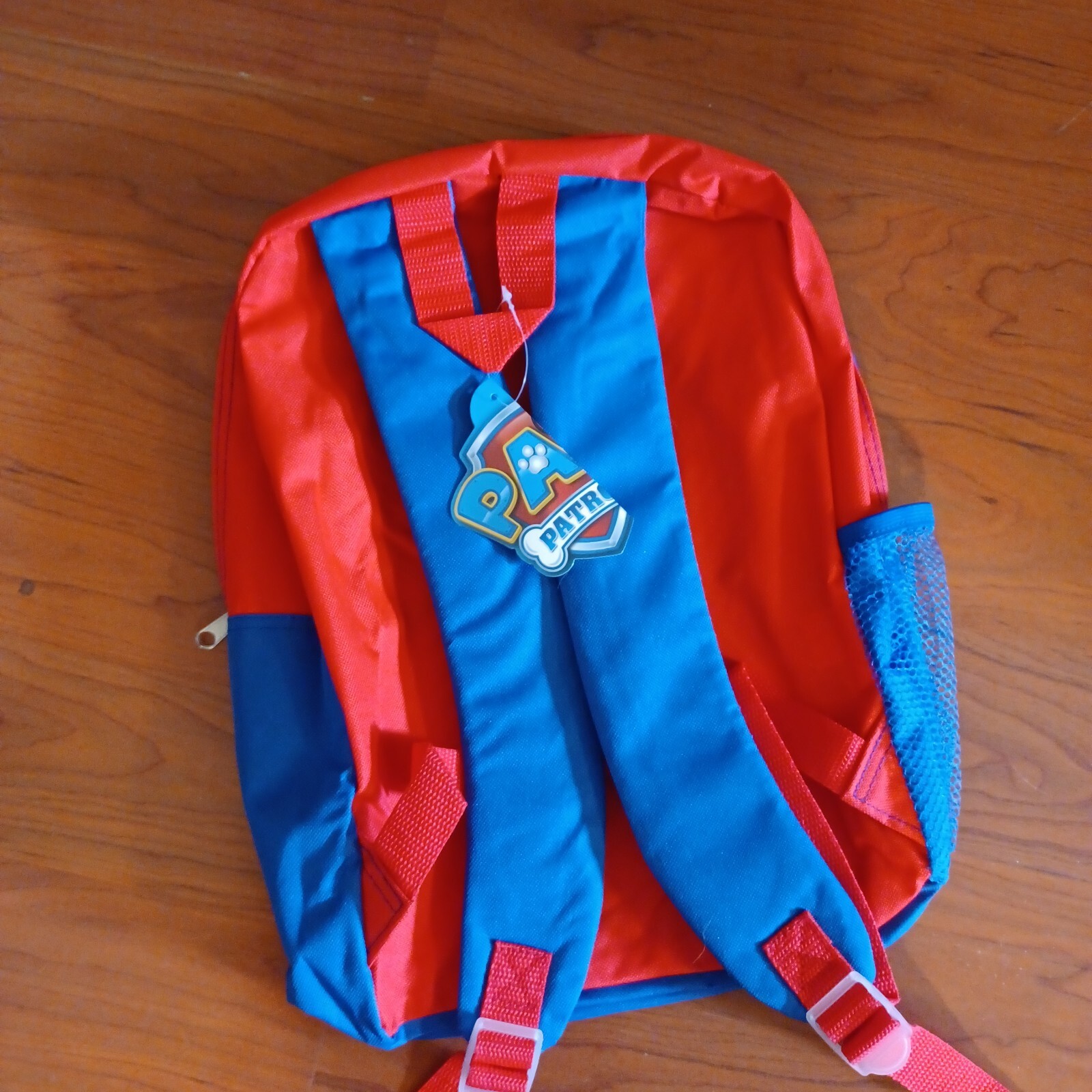 NWT Paw Patrol Kids Backpack side water bottle pocket Red Blue Adjustable Strap