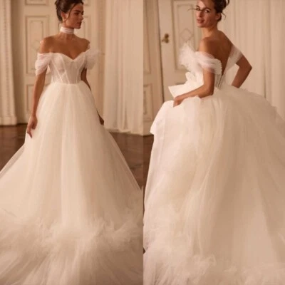 Brautkleid Hochzeitskleid Luxus A-Linie Weiß Ivory Maßgeschneidert 38 40 42 - Bild 1 von 4