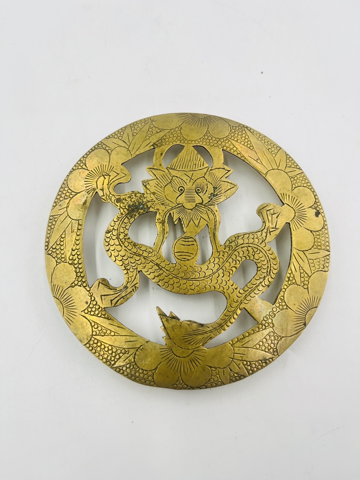 Vintage Brass Chinese Dragon Trivet 5” Wall Hanging eBay