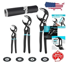 Durable 3-Piece Groove Slip Joint Pliers Set - 8", 10", 12" - Chromium-Vanadium