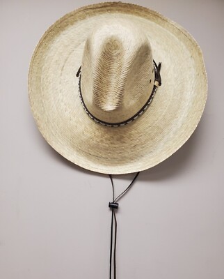 Wide Brim Straw Cowboy Hat with Chin Strap Adjustable Straw Cowboy Hat for Men Women, Western Cowgirl  main image 3