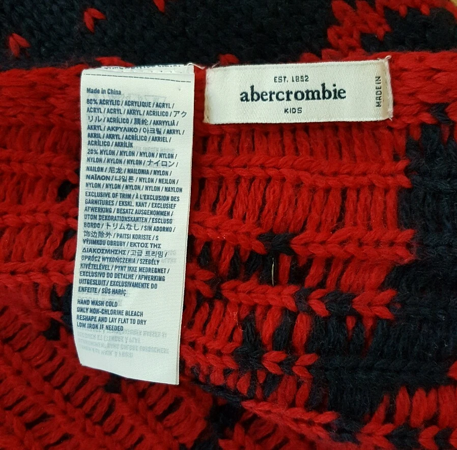 ABERCROMBIE KIDS Bufanda Tejida Reno Azul y Rojo Niñas y Niños Talla Única 160 cm x 26 Foto 4 de 4