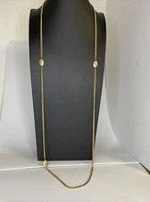 Vintage Monet Gold Tone Rope Length 54" Necklace Signed Tag Chain Layer