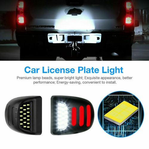 2X LED License Plate Light Red DRL Tube For Chevy Silverado GMC Sierra 1500 2500 - Picture 2 of 12