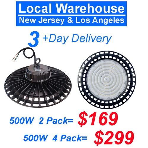 High Bay Led Shop Lights 500W 4Pack 50000Lm 6500K Cold White Industrial Factory - Picture 11 of 12