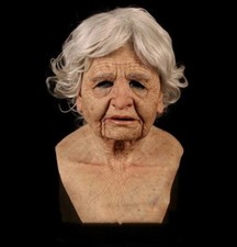 Halloween Cosplay Party Realistic Full Masks Headgear Old Man/Woman Latex Mask