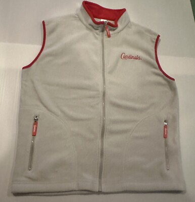 St Louis Cardinals Sleeveless Vest Mens XL Full Zip Fleece Light Gray MLB SGA