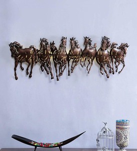 Home Decorative ItemMetal Wall Decor Lucky 7Running Horses Wall Mounted