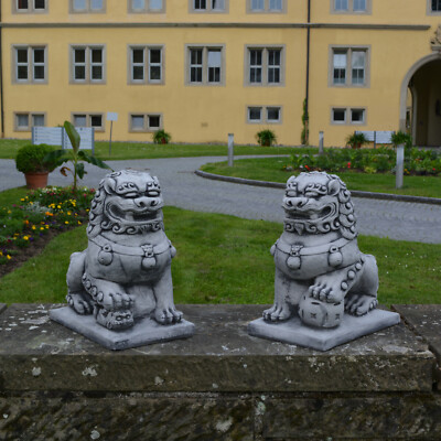 Chin. Wächterlöwen 2er-Set  Shishi Fu Hunde H.38 cm 24 kg Beton frostsicher