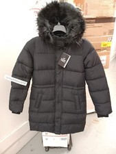 Hollister Faux Fur Lined Puffer Parka Jacket Coat Black Womens Size S,m,l