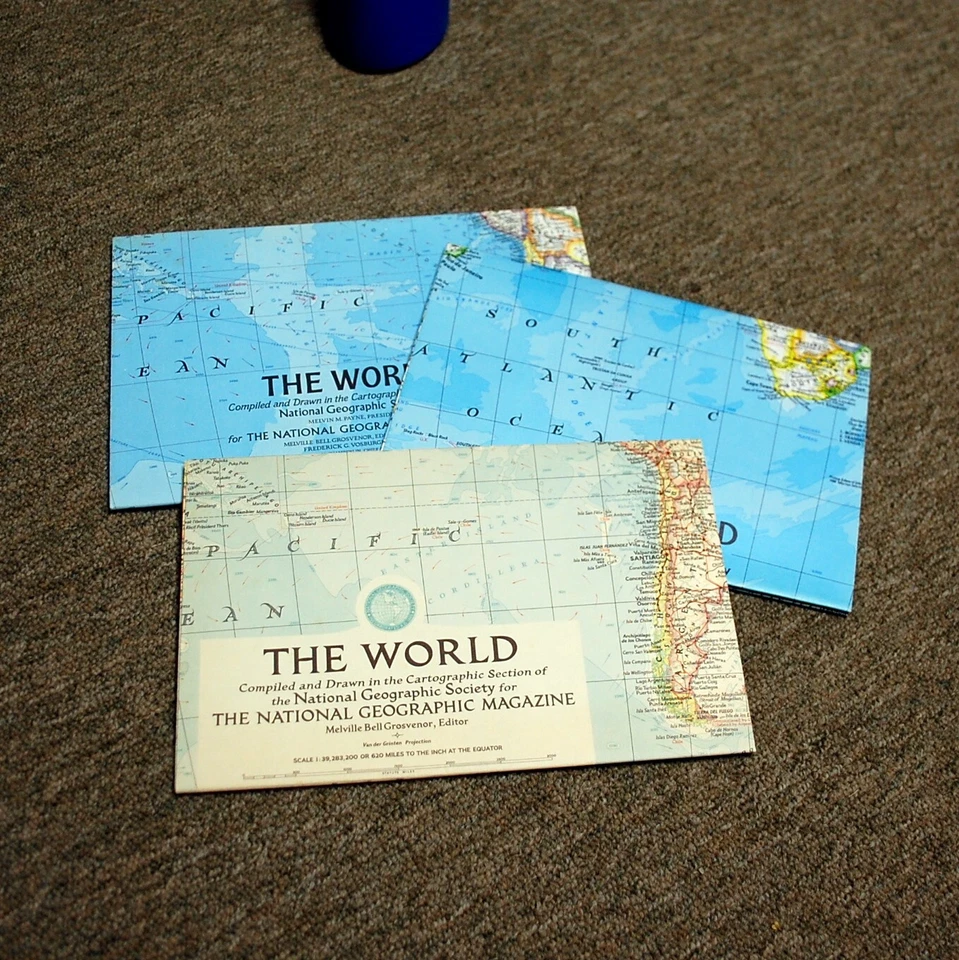 Lot 128 Vtg National Geographic Maps Inserts Europe USA World Space 1950s-1990s Foto 4 de 4