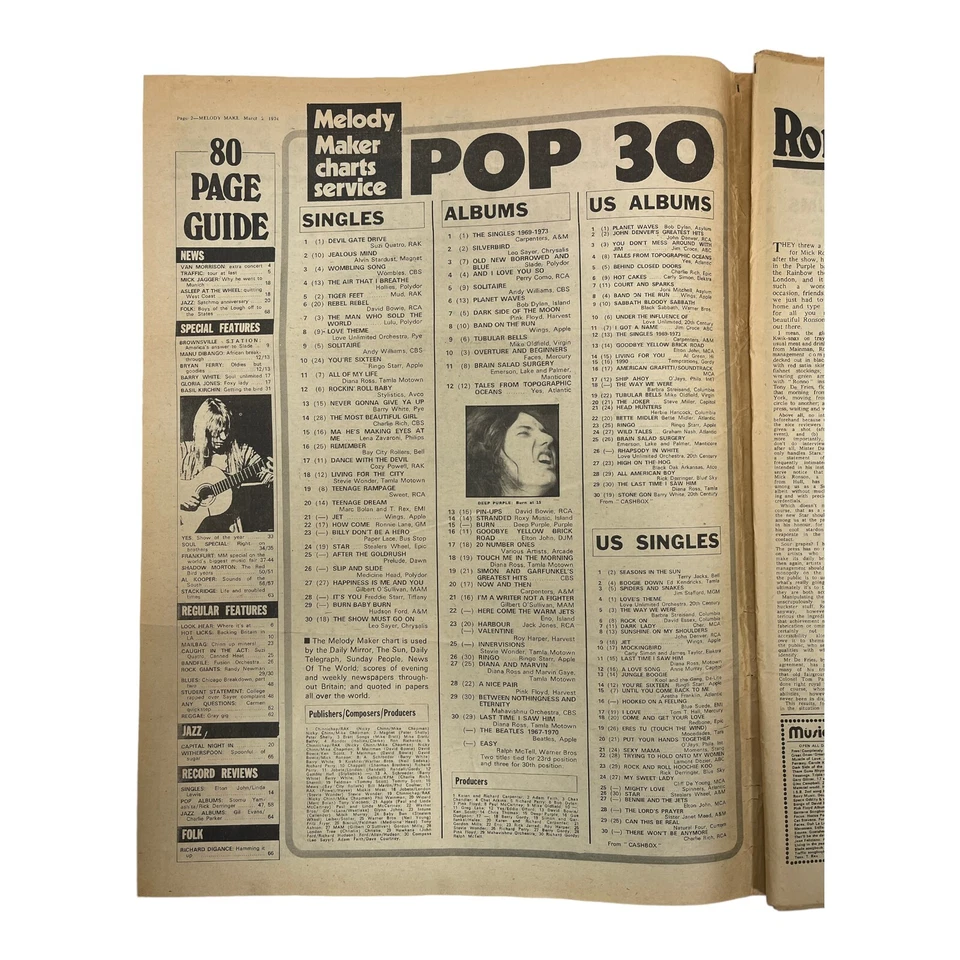 Melody Maker March 2, 1974 Gary Glitter Elton John Slade Mich Ronson - Image 2 of 3