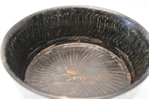 Vintage Hand-Carved Stone Bowl - Rustic Decorative Stoneware Black Color 1900 Ci - Picture 5 of 12