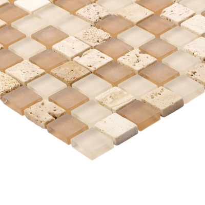 Naturstein Glas fliesen mosaik wand boden fliese bordüren Beige Mix Matt mosaic