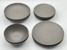 Crate Barrel Craft Charcoal Coupe Dinner / Salad Plate, Low Bowl, Cereal Bowl