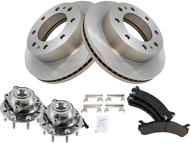 Front Brake Pad and Rotor and Wheel Hub Kit fits Silverado 2500 1999-2004 55RDDV