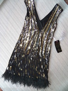 bebe sequin feather dress
