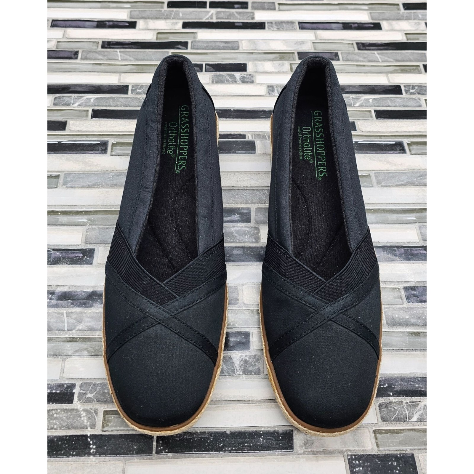 Ortholite Black Canvas Wedge Women's Shoes Size 7W eBay