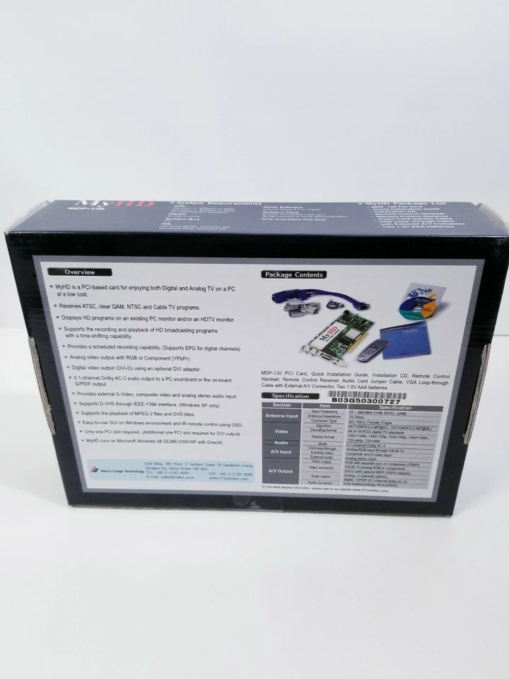 SEALED NEW Macro Image MyHD MDP-130 PCI HDTV Tuner/Decoder Camcorder Card - Image 4 of 4