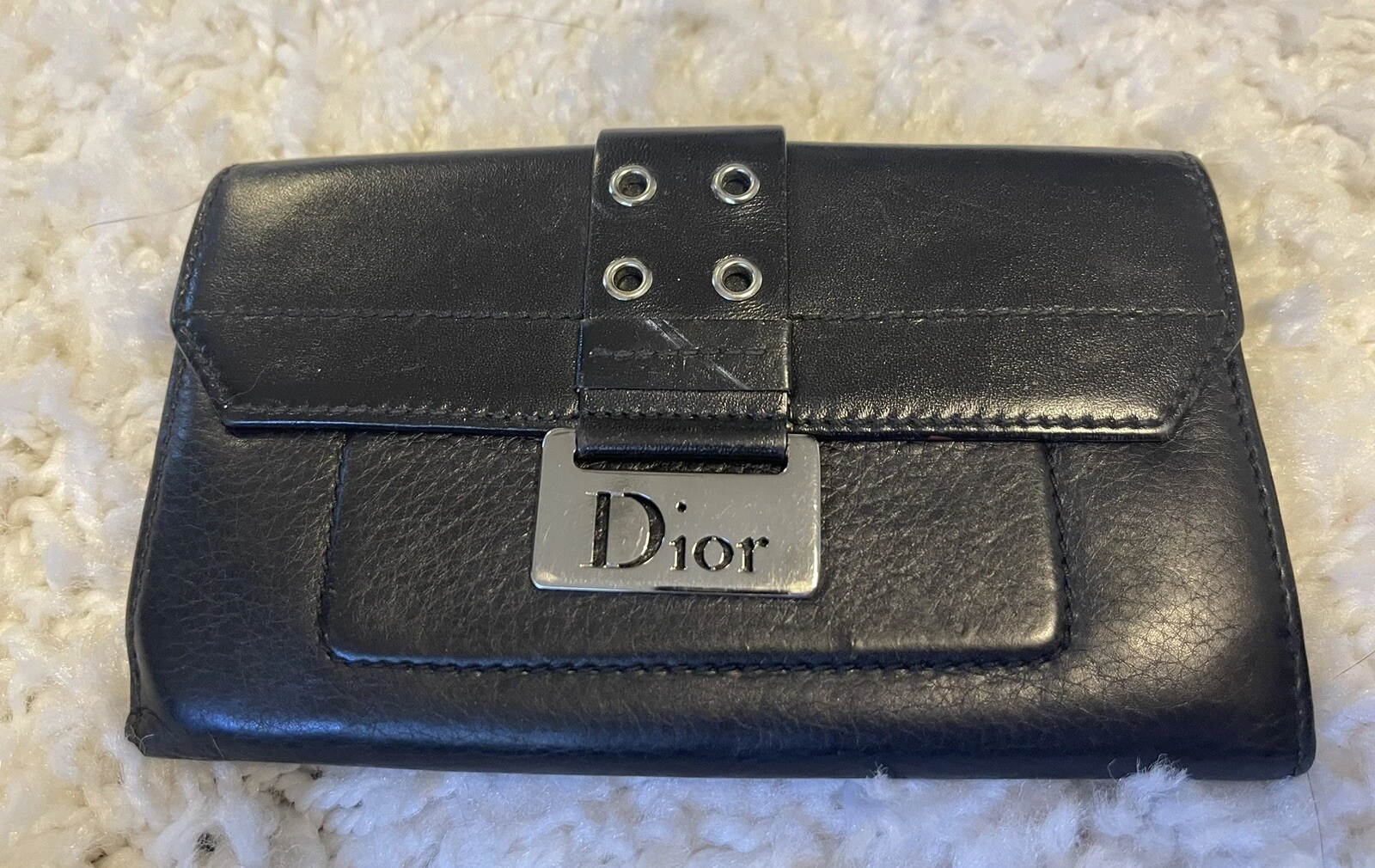 Portefeuille noir vintage authentique Christian Dior