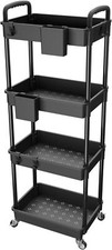 4 Tier Rolling Utility Cart with Drawer Utility Cart Made of Multifunctional
