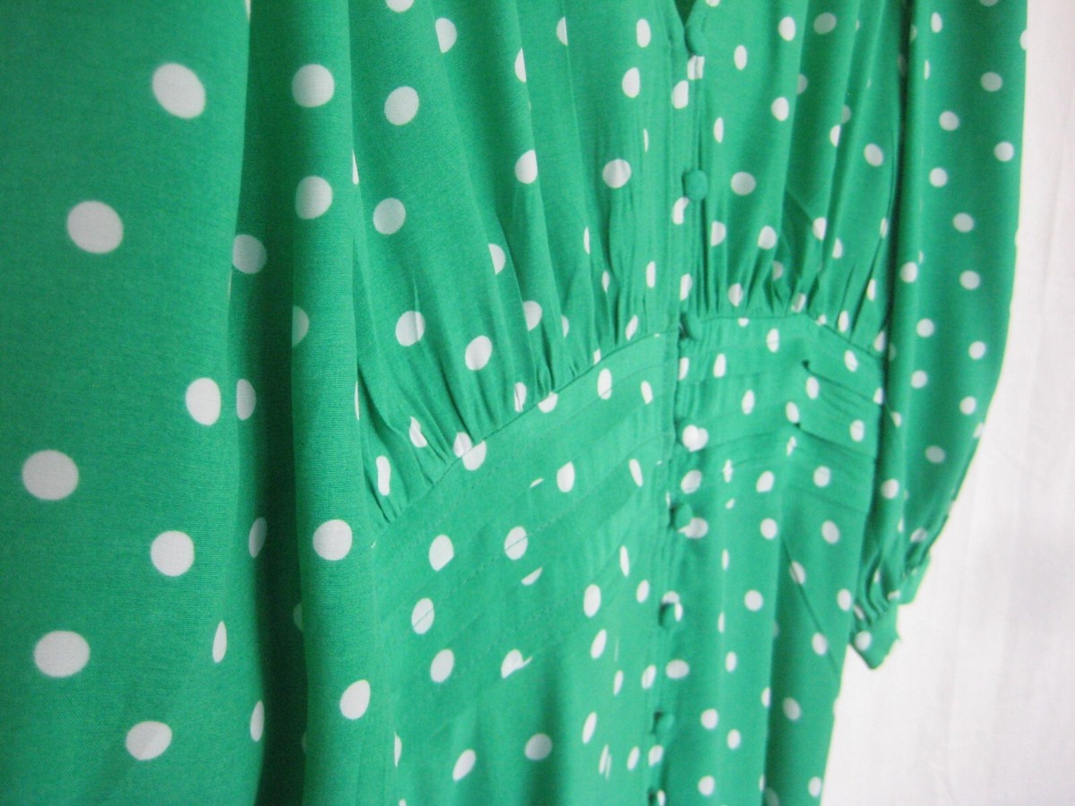 Zara Green Polka Dot Puff Sleeve Midi Dress NWOT New Size Small | eBay Zara Green Polka Dot Puff Sleeve Midi Dress NWOT New Size Small | eBay