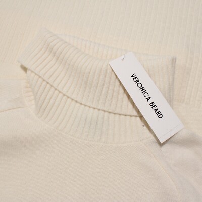 Veronica Beard NWT Lerato Cashmere Turtleneck Sweater Size Large in Solid Ivory