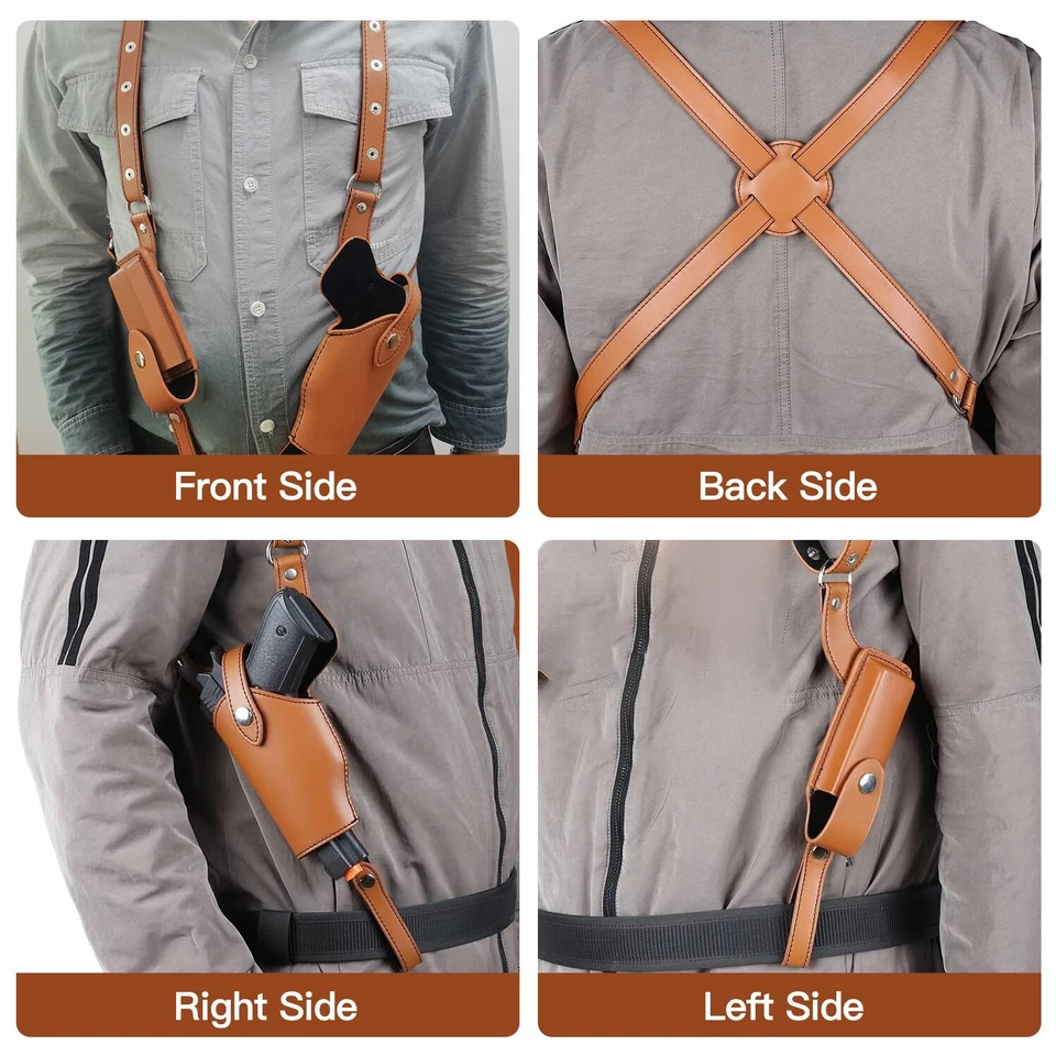 Leather Shoulder Holster General Vertical Gun Holster for Pistol M1911 Glock19 - Image 3 of 4