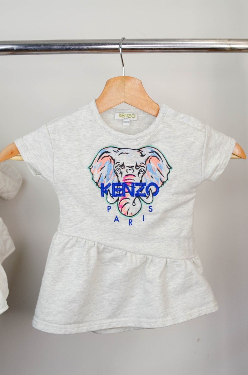 KENZO KIDS Girl Grey Elephant Logo Dress 6m | eBay