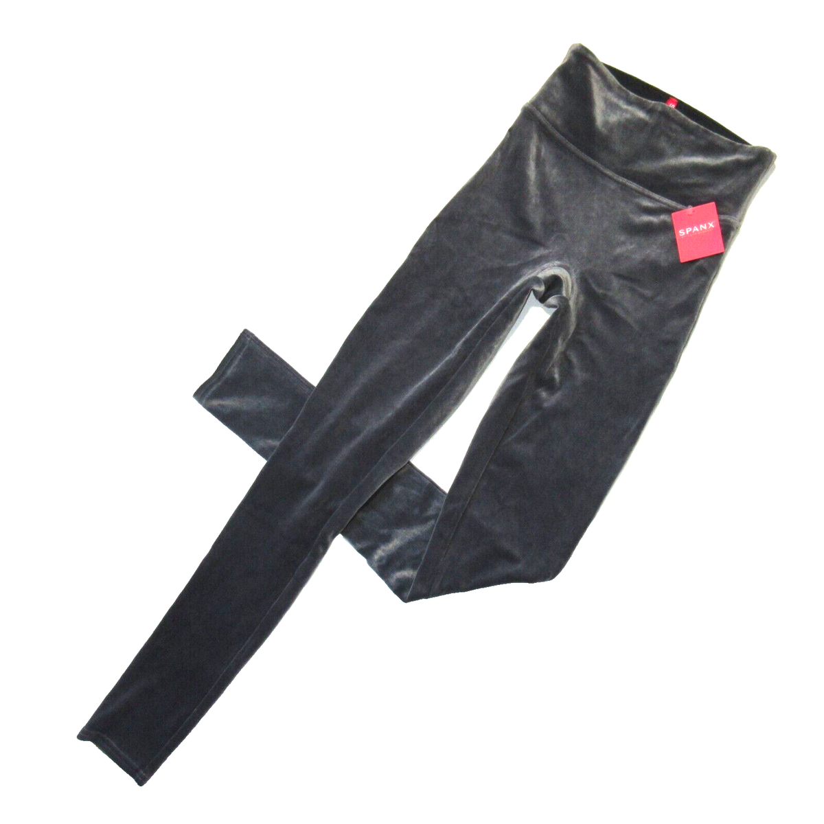 NWT SPANX 2070 High Waist Stretch Velvet Leggings in Silver Chrome XS $98