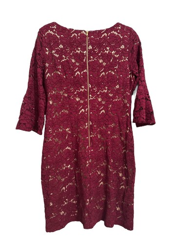 Danny & Nicole Women Red Maroon 3/4 Sleeve Sheath Short Dress Size 12 Floral - Picture 6 of 7