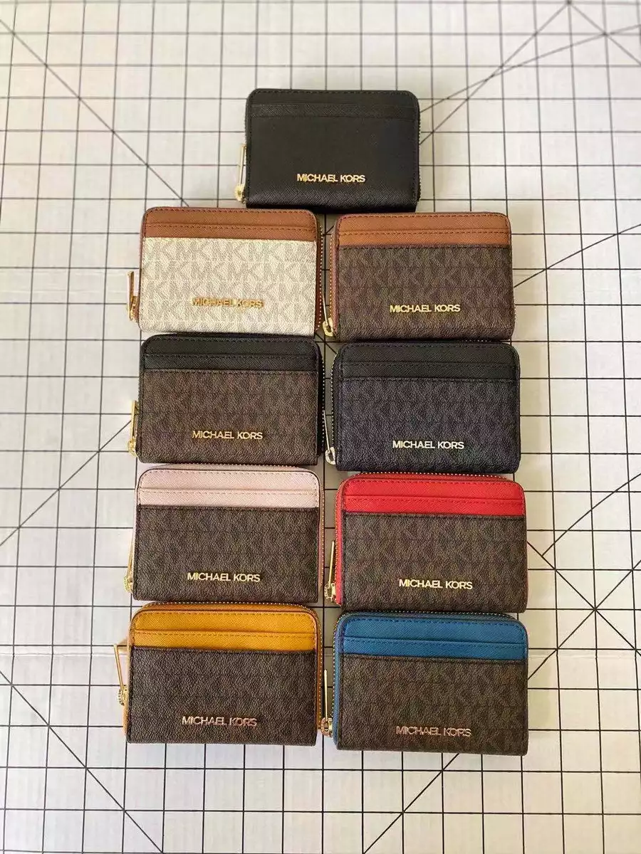 Michael Kors MK Logo Small Zip around Wallet in Brown