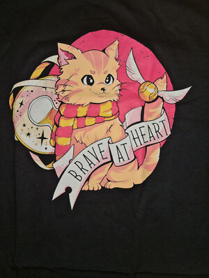 BRAND NEW QWERTEE BRAVE CAT BLACK T-SHIRT size XXL 2XL HARRY POTTER  UK