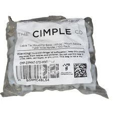 The Cimple Co Cable Tie Mounting Base White Mount Saddle Type 100 Pack