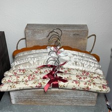 Lot Of 8 VTG Padded Clothing Hangers 1 Crochet, 3 Cotton Florals, 3 Satin Fabric