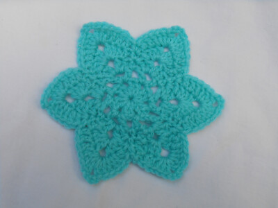 Crochet Coaster Blue Star Mug Rug Trivet Doily Handmade 5 inch applique