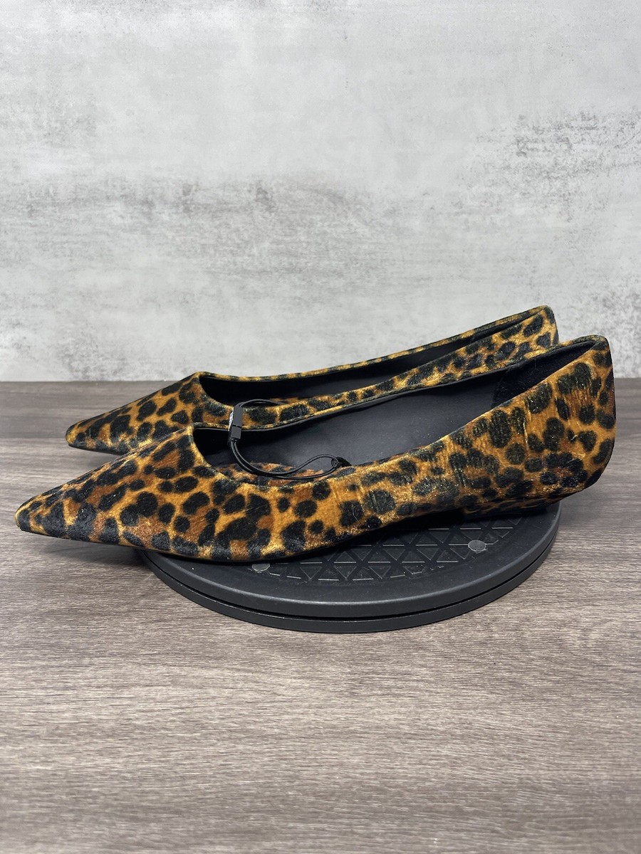 ZARA Shoes Womens 10 Leopard Print Flats Suede Point | eBay